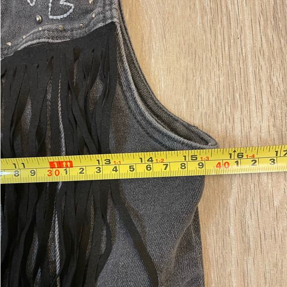 Austin Landing Fringe Denim Vest Western Boho Gray Women’s Small - Picture 4 of 9